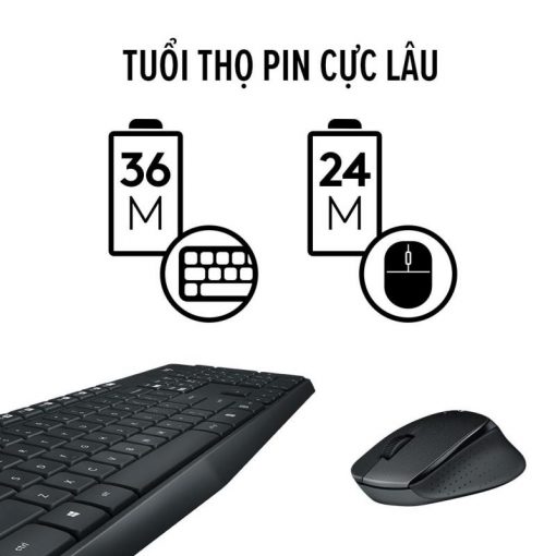 Bộ bàn phím và chuột không dây MK315 Quiet