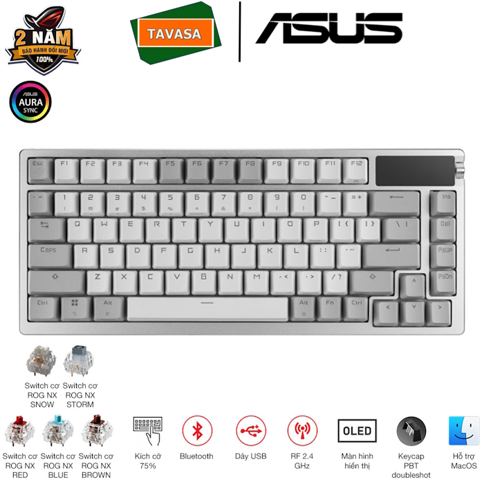 ROG-Azoth-White-05 Bàn phím gaming không dây ASUS ROG Azoth