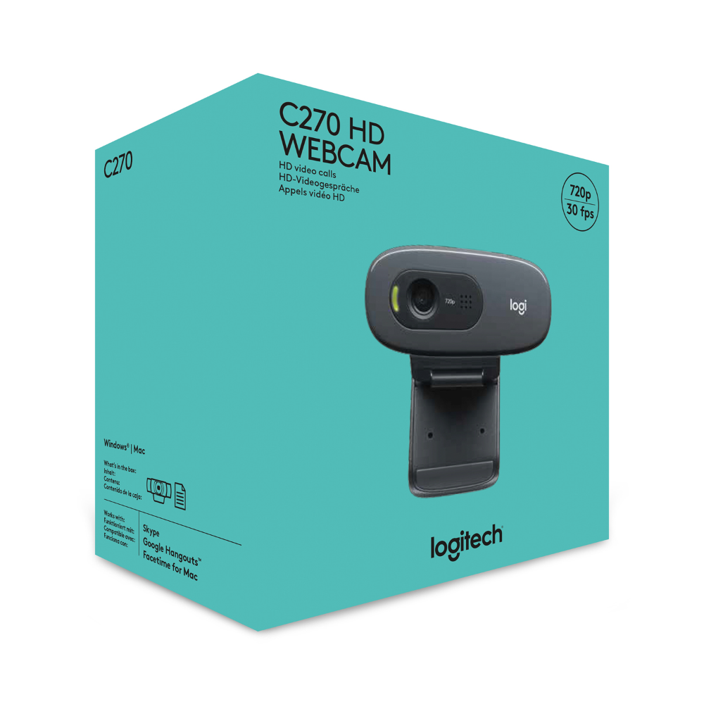 Webcam Logitech C270 720p HD - Góc cam 55o, mic giảm ồn, tự chỉnh sáng ...